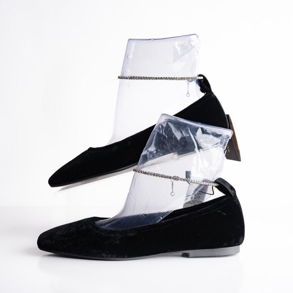 Massimo Dutti Womens Ballet flats Velvet Rhinestone Strap Black US 6.5 EU 37 New - Picture 5 of 8